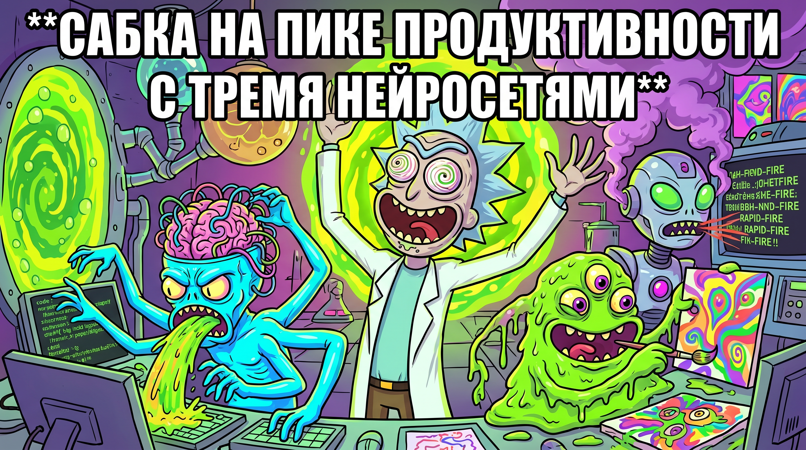 довольный пользователь Sabka работает с тремя нейросетями одновременно