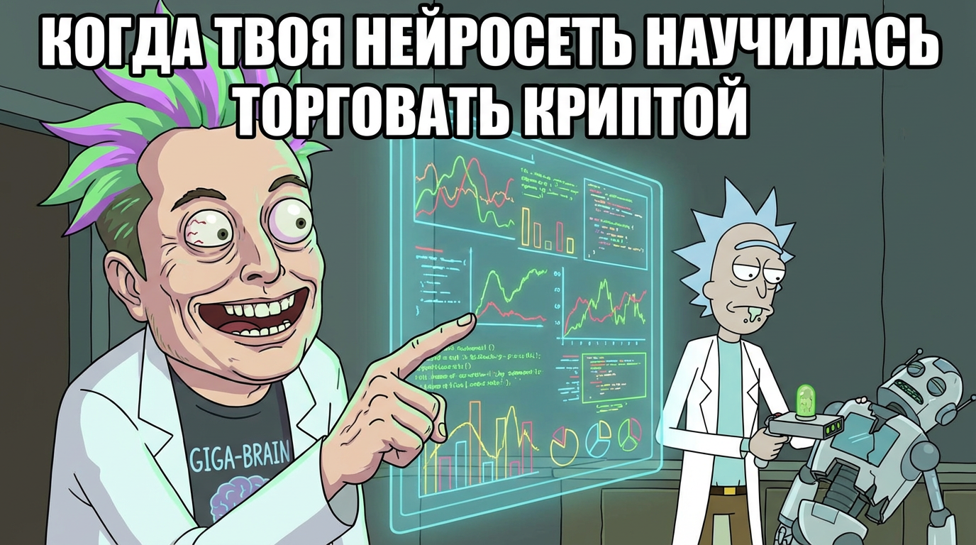 Илон Маск довольно улыбается и показывает пальцем на экран с кучей графиков и таблиц.